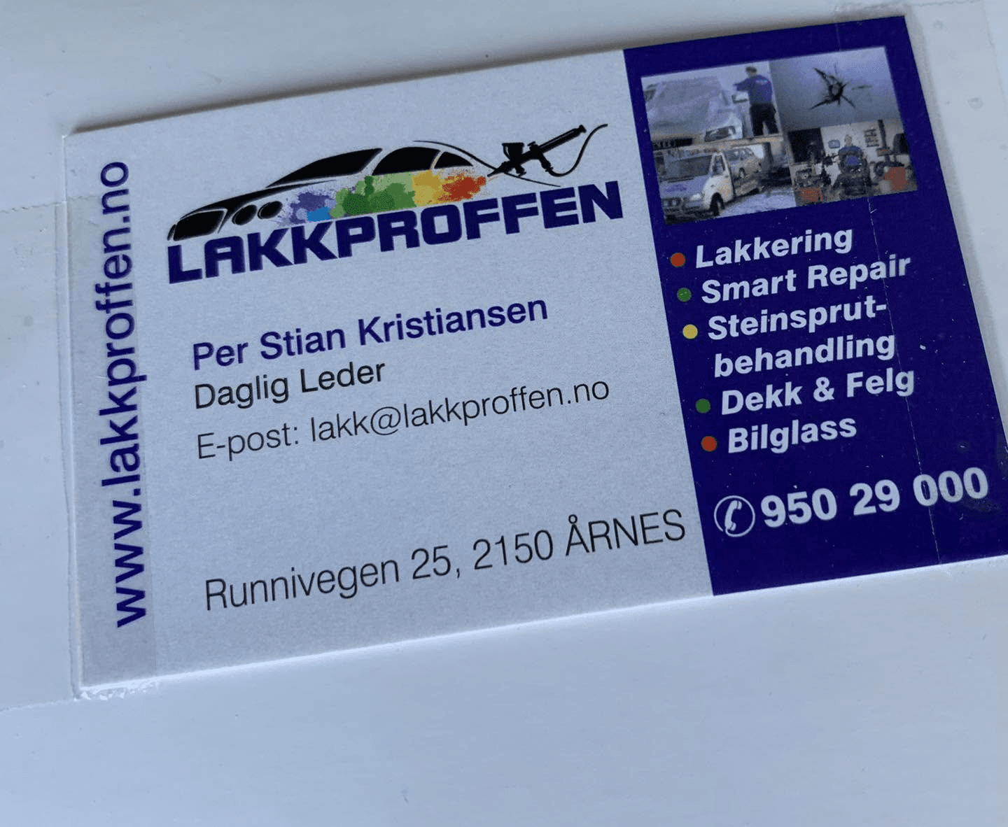 Visittkort for Lakkproffen
